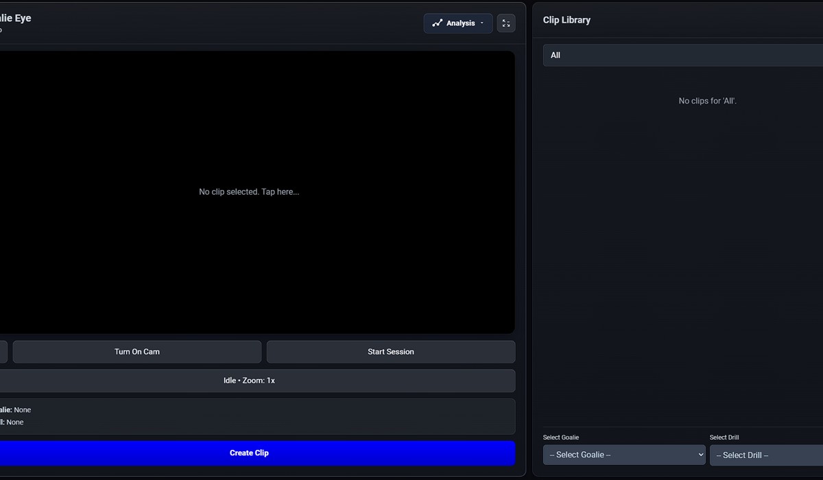 The Coaches Eye live capture screen with SAVE and GOAL buttons